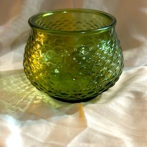 Vintage EO Brody green glass fish scale design Vase